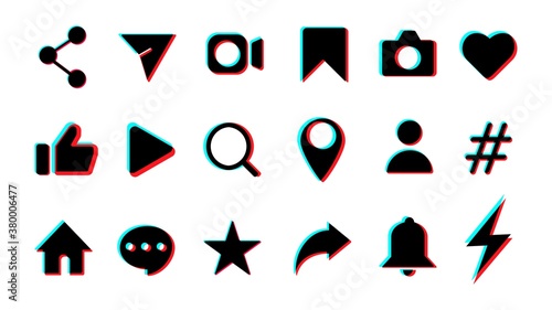 Social media templates modern design buttons web application. Set of duotone icons for social networks and blogs. Mockup web symbols, app, ui.