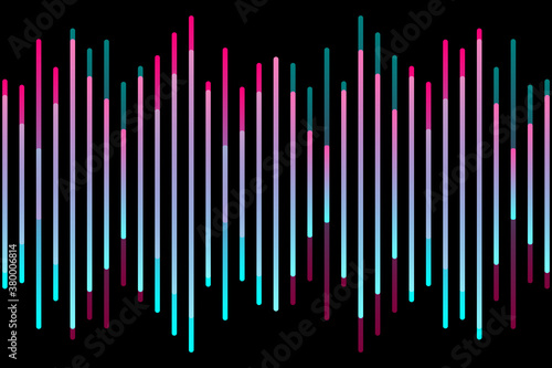 Music waves, gradient color background. Abstract sound wave stripe lines colourful equalizer isolated on black background. Social media concept.Vector illustration.
