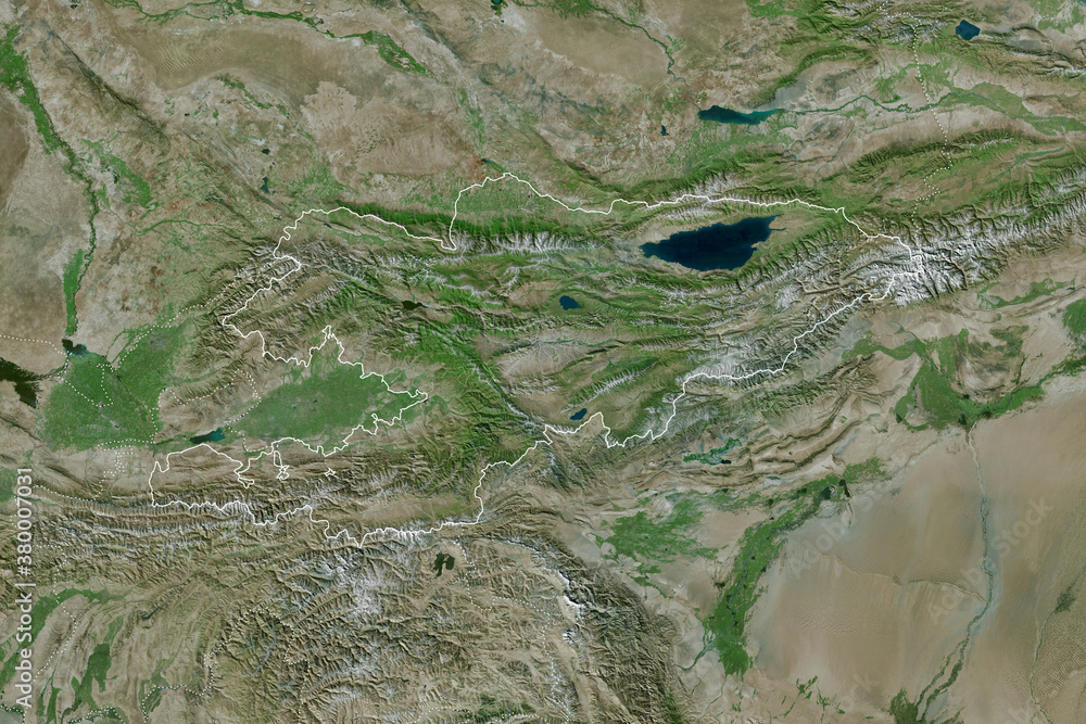 Kyrgyzstan borders. Satellite Kyrgyzstan borders. Satellite