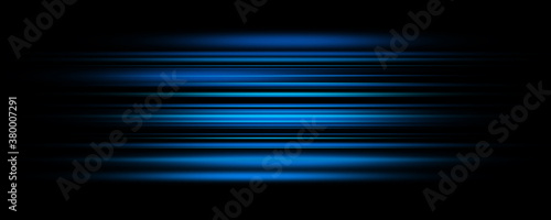  Abstract blue light trails in the dark, motion blur effect 