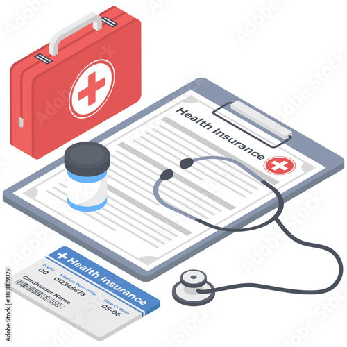 
Health insurance icon in isometric design 
