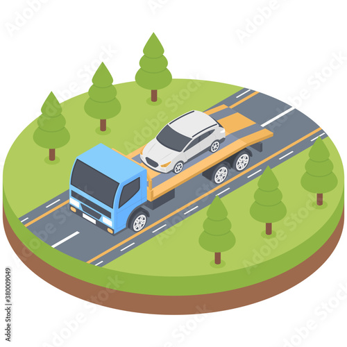  Roadside assistance icon in isometric design 