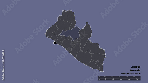 Location of Bong, county of Liberia,. Administrative photo