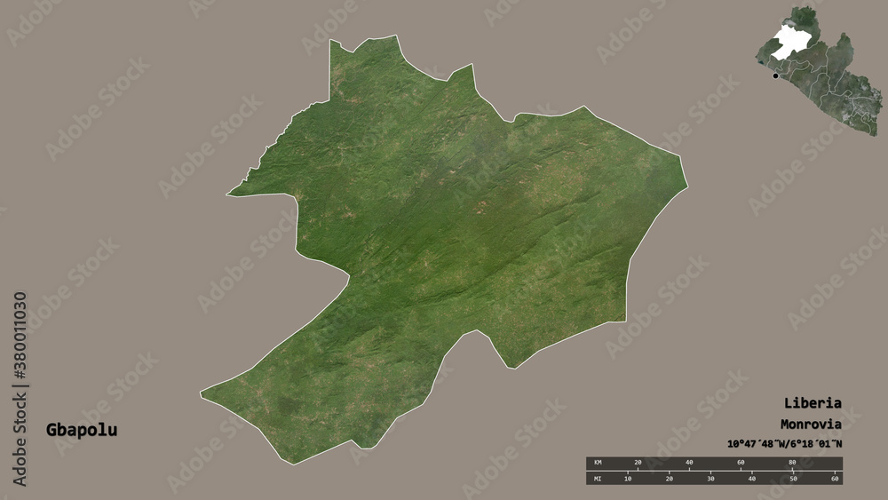 Gbapolu, county of Liberia, zoomed. Satellite