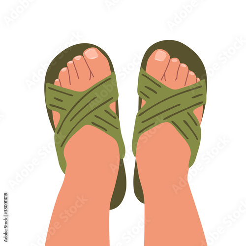 Feet in flip flop top view