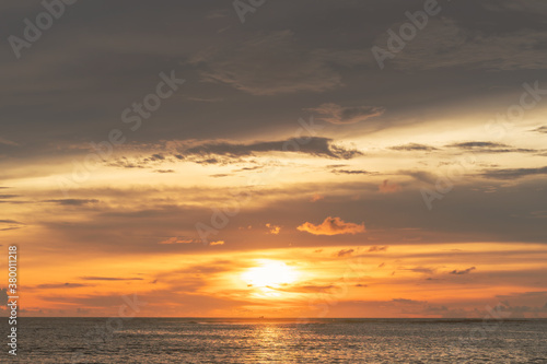 Beautiful sunset on the beach and sea  at Phuket Thailand.