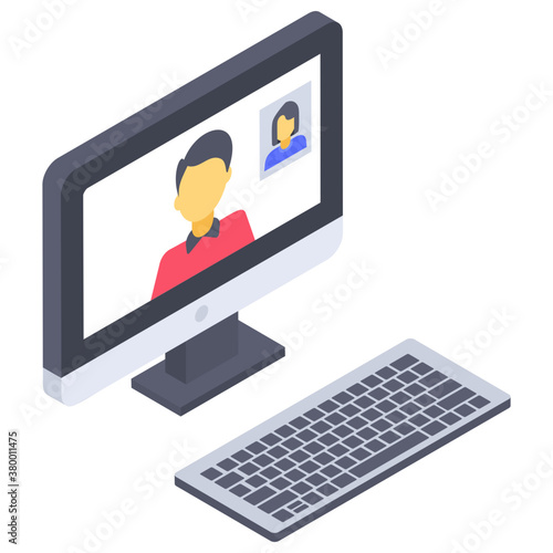 
Video chat icon in isometric design.
