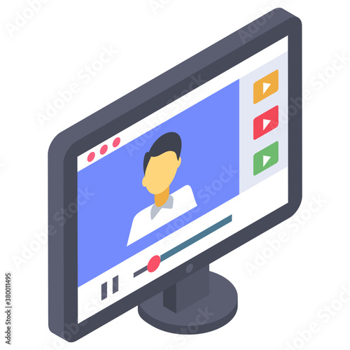 
Icon of live streaming in isometric design
