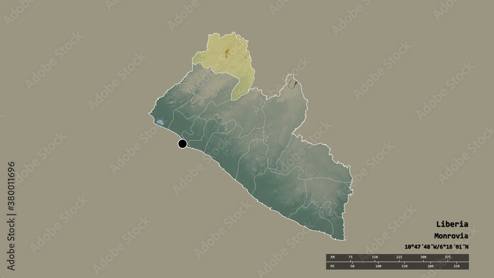 Location of Lofa, county of Liberia,. Relief