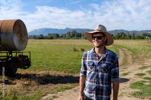 Young Farmer in a Paddock in North East Victoria, Australia photo