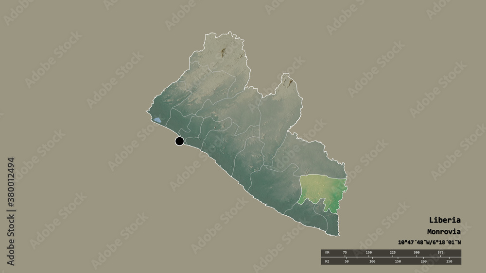 Location of River Gee, county of Liberia,. Relief