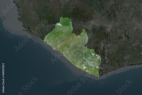 Liberia. Neighbourhood desaturated. Satellite