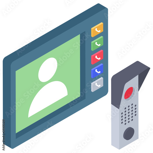 
Intercom system isometric icon  
