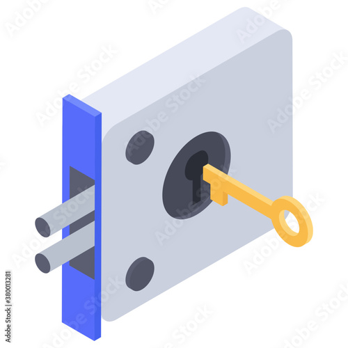 
Electro mechanical lock, isometric icon 
