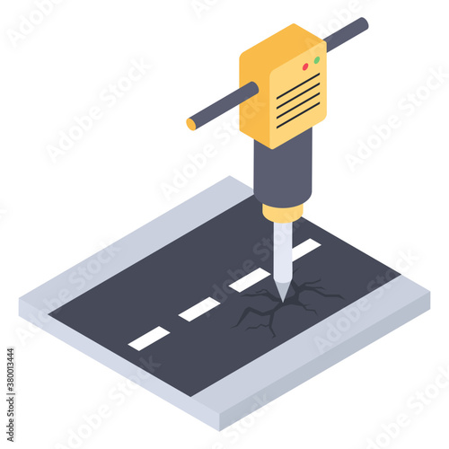 
Icon of construction jackhammer vector 
