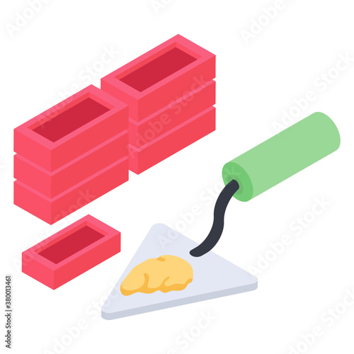 
Isometric icon of brick staining vector  
