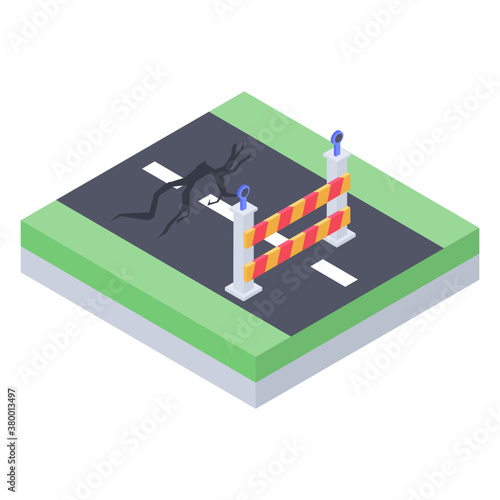 
Isometric road under construction vector design 
