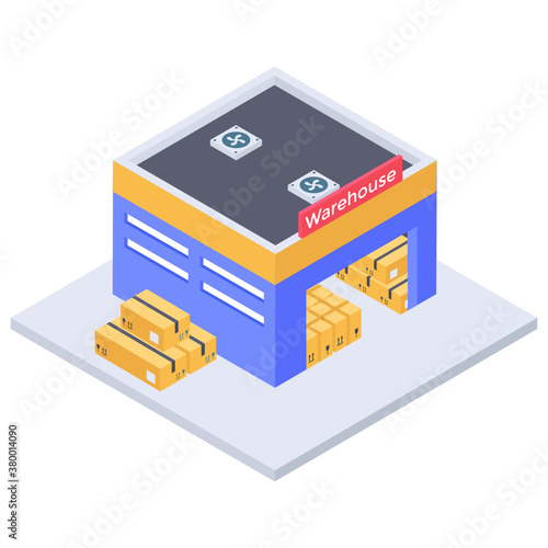 
Warehouse storage icon isometric design  
