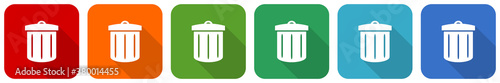 Recycle icon set, flat design vector illustration in 6 colors options for webdesign and mobile applications