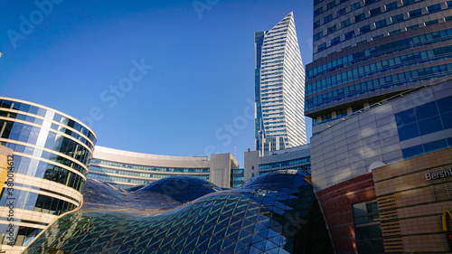 Warsaw, Poland - May 10, 2018: Exterior Of Modern Skyscrapers In The Vicinity Of The Shopping Center Zlote Tarasy (Golden Terraces)