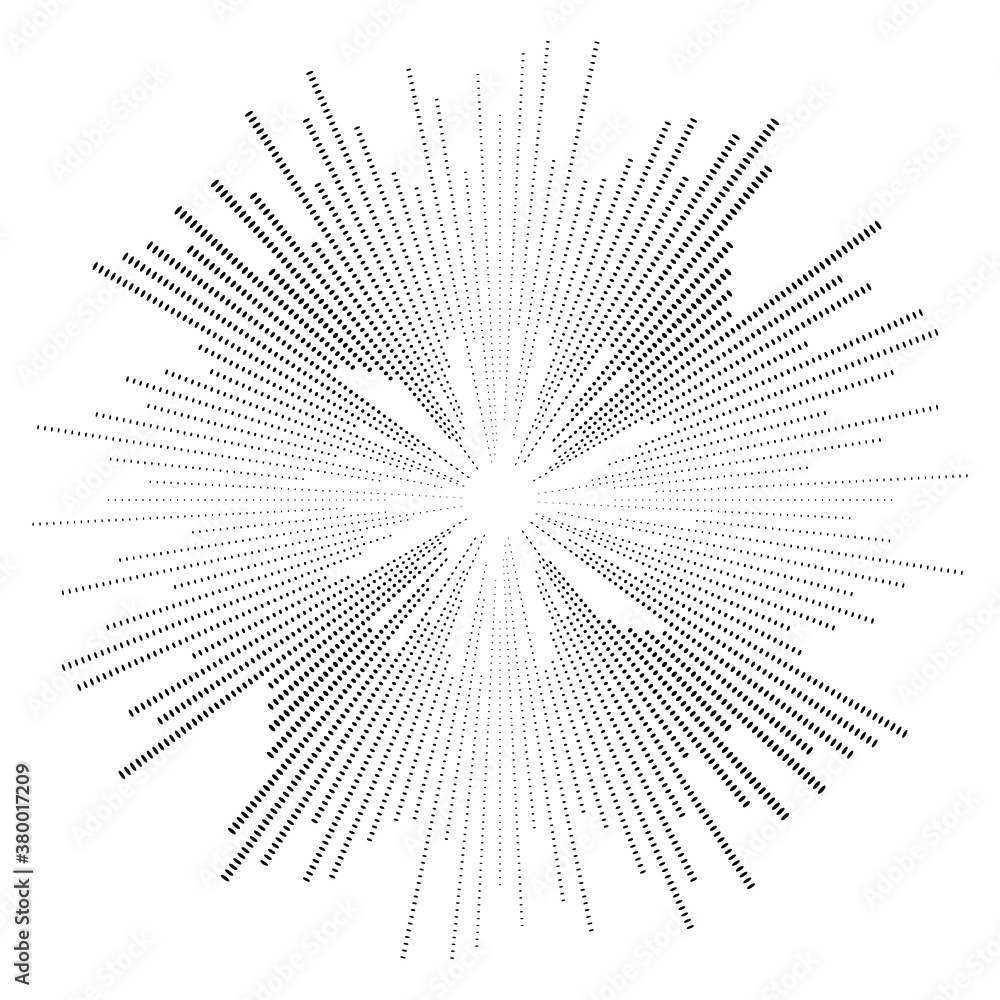 Obraz premium Halftone dots in circle form. Circular Music equalizer . Audio waves . Sound frequency . round logo . vector dotted frame . design element