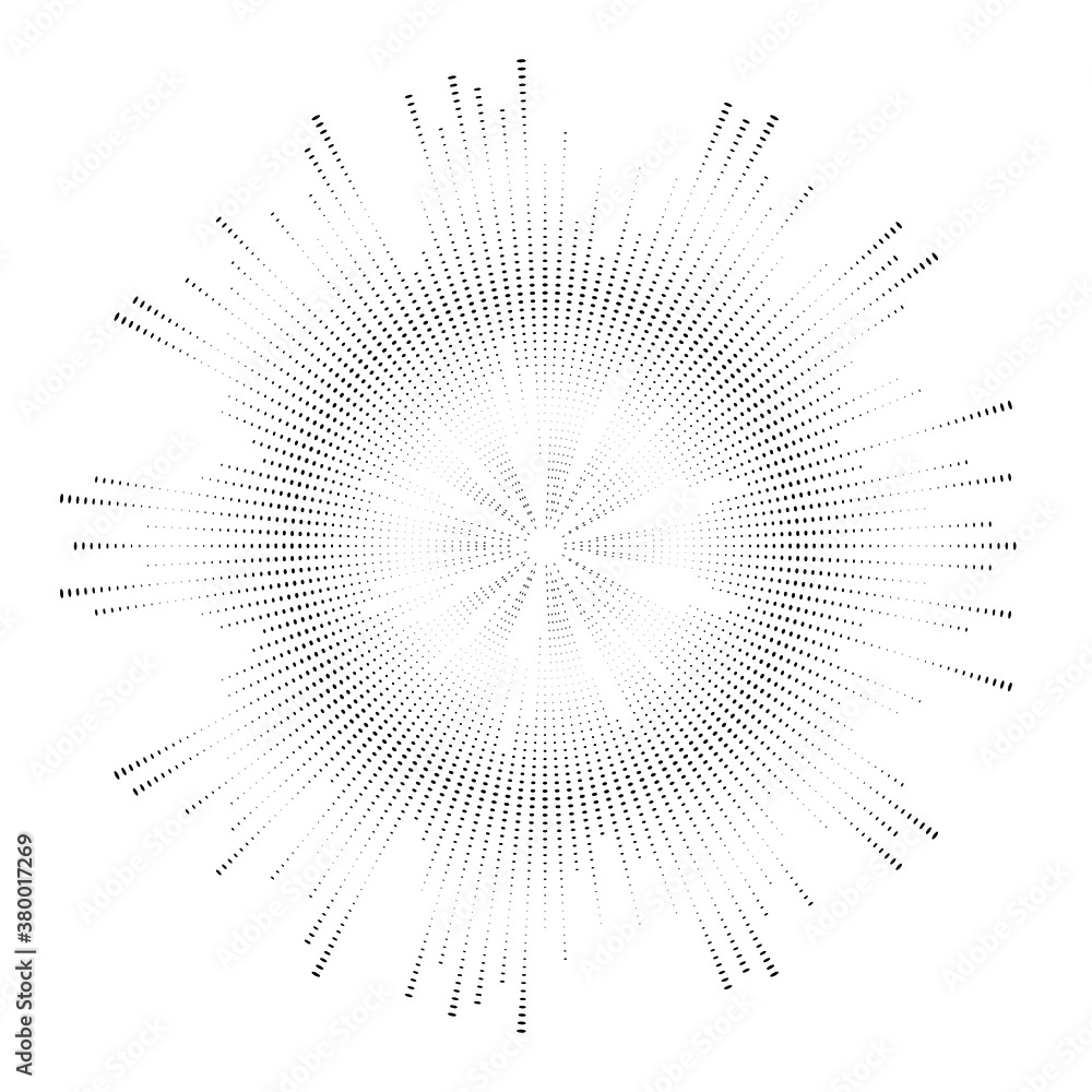 Halftone dots in circle form. Circular Music equalizer . Audio waves . Sound frequency . round logo . vector dotted frame . design element Halftone dots in circle form. Circular Music equalizer . Audio waves . Sound frequency . round logo . vector dotted frame . design element
