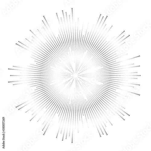 Halftone dots in circle form. Circular Music equalizer . Audio waves . Sound frequency . round logo . vector dotted frame . design element