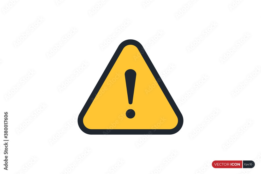 Alert Sign Warning and Exclamation Icon with Yellow Triangle Rounded and Black Outline Border outside. Flat Vector Icon Design Template Element. Alert Sign Warning and Exclamation Icon with Yellow Triangle Rounded and Black Outline Border outside. Flat Vector Icon Design Template Element.