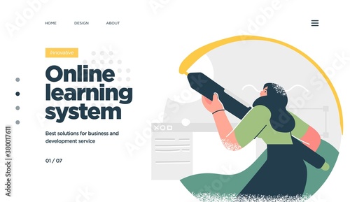 Online education modern flat design isometric concept. Landing page template. Vector illustration for web and graphic design.