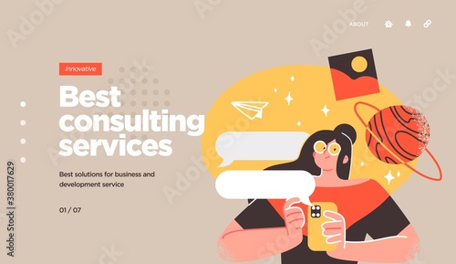 Professionals customer support service. Landing page template design. Modern flat design concept of web page design for website. Vector illustration