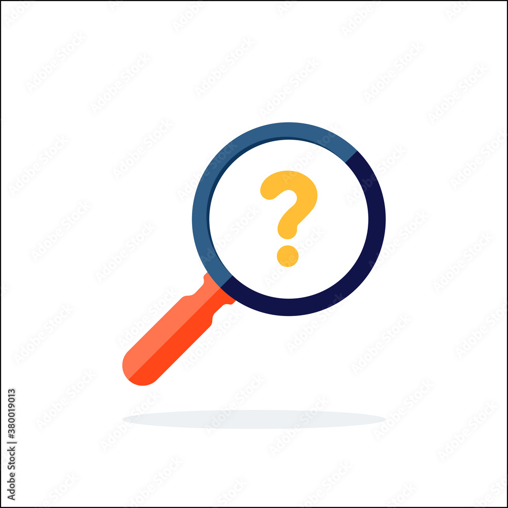 Search icon. Magnifying glass icon with question mark. Business Analysis symbol. Faq Search icon. Magnifying glass icon with question mark. Business Analysis symbol. Faq