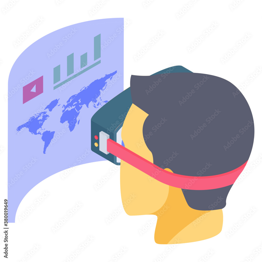 Naklejka premium Virtual augmented reality icon in isometric design 