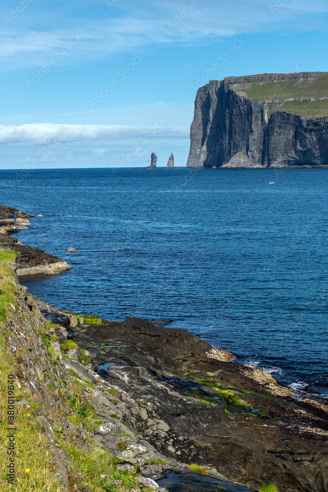Sea stacks Risin and Kellingin in Faroe Islands