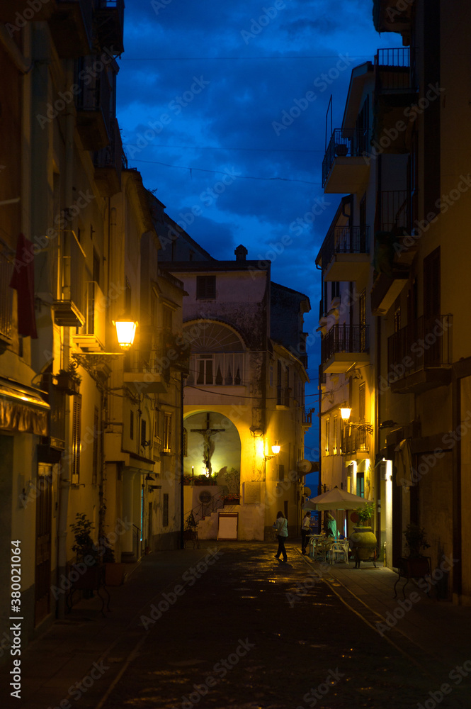 An empty street with lanterns An empty street with lanterns