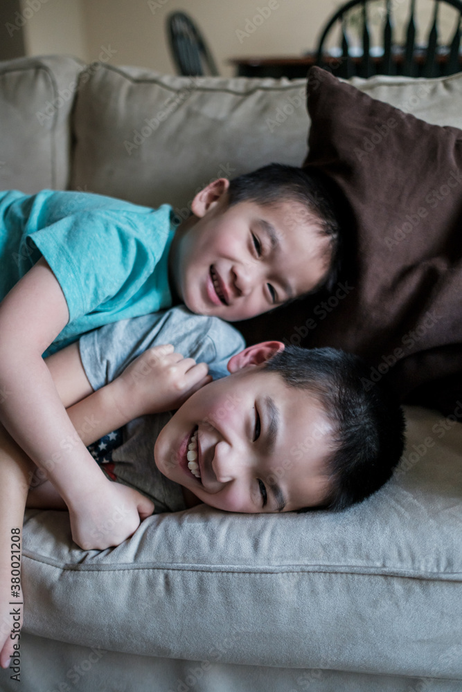 Happy Asian kids at home Happy Asian kids at home