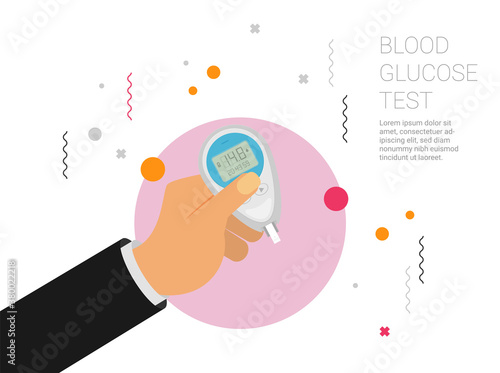 Blood Glucose Test. Home glucometer flat vector