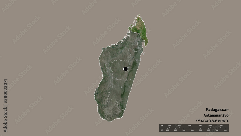 Location of Antsiranana, autonomous province of Madagascar,. Satellite