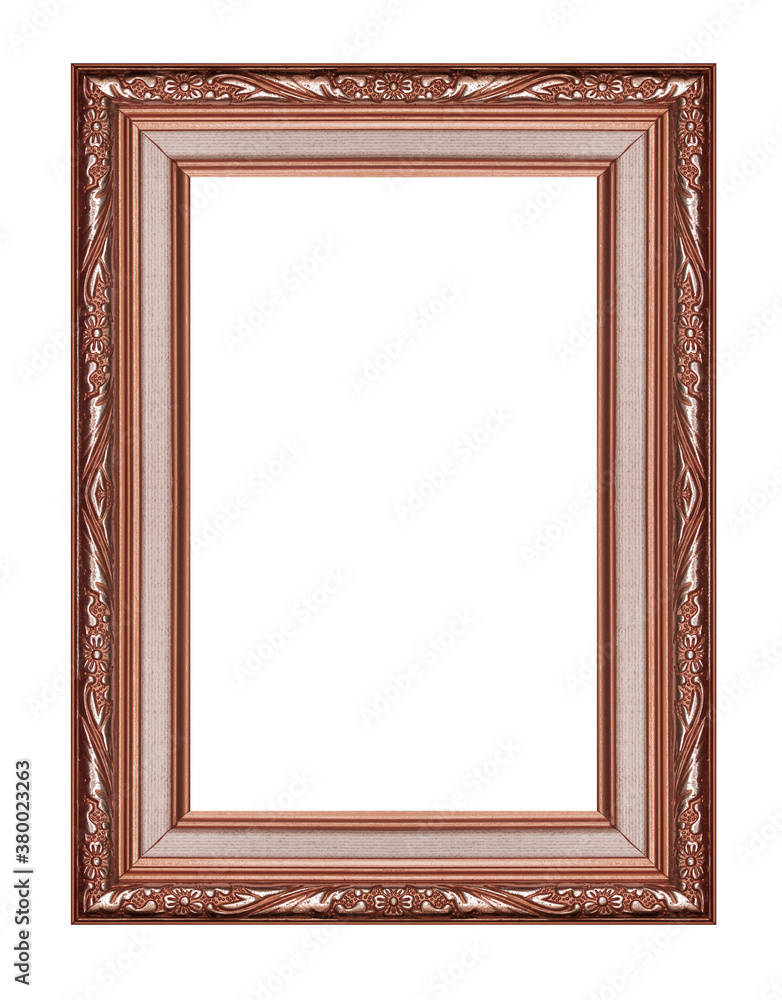 Antique brown frame isolated on white background, clipping path. Antique brown frame isolated on white background, clipping path.