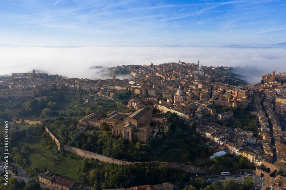 aerial view of the medieval town of siena tuscany italy
