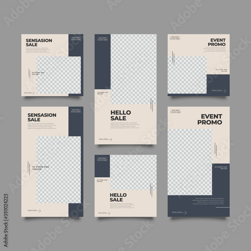Design backgrounds for social media banner.Set of instagram stories and post frame templates.Vector cover. Mock up for personal blog or shop.Layout for promotion.