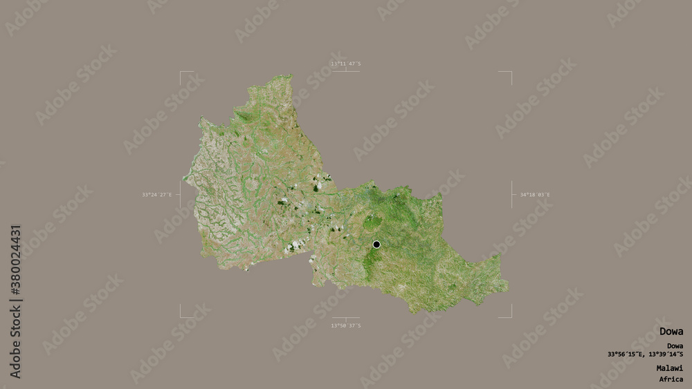 Fototapeta premium Dowa - Malawi. Bounding box. Satellite
