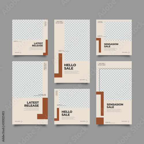 Design backgrounds for social media banner. Set of instagram stories and post frame templates.	