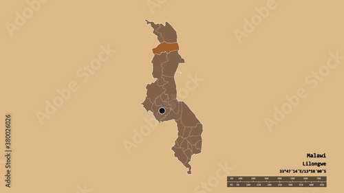 Location of Rumphi, district of Malawi,. Pattern photo