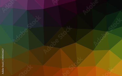 Dark Multicolor, Rainbow vector polygonal background. Modern geometrical abstract illustration with gradient. The best triangular design for your business.