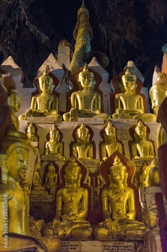 Some of the 8,000 Buddhas in the Pindaya Cave, Myanmar photo