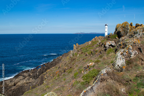 landscape with cabo home lighthouse in pontevedra, galicia, spain