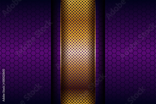 Luxury geometric purple overlap layers background with golden combination