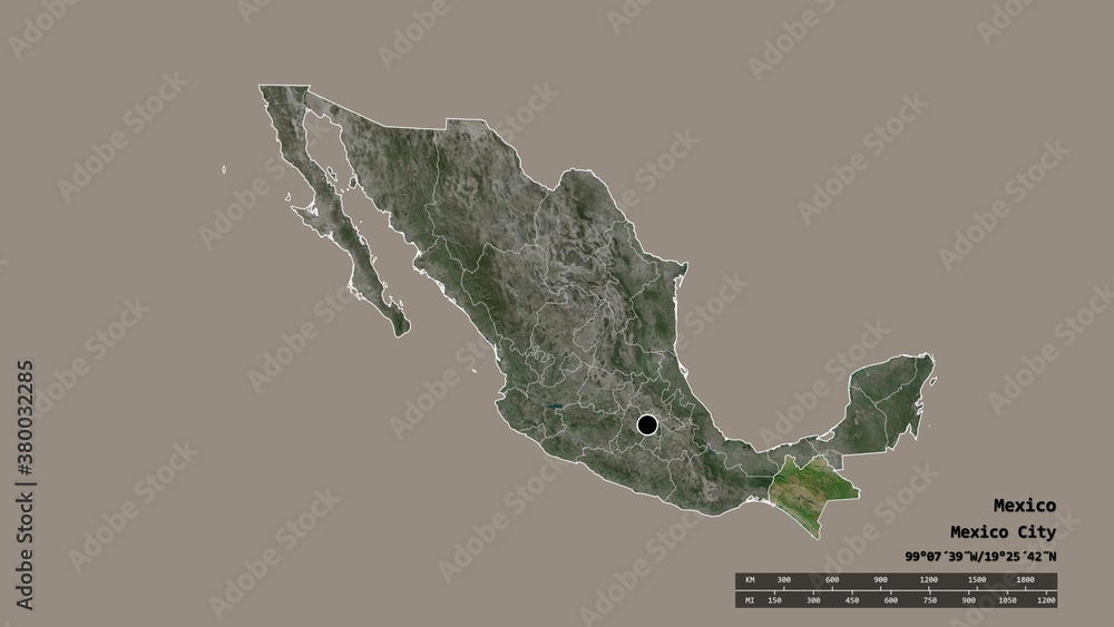 Location of Chiapas, state of Mexico,. Satellite
