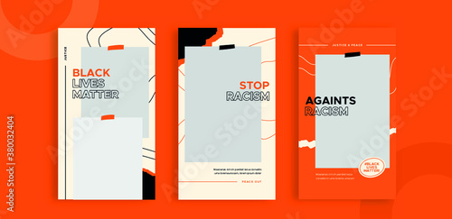 Set of editable templates for Instagram story, Facebook story, corporate, advertisement, and business, store, black lives matter, fresh design with simple black and orange color.. (1/3)