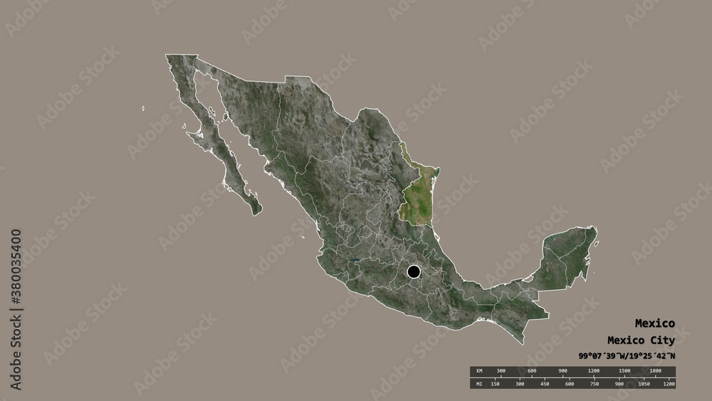 Location of Tamaulipas, state of Mexico,. Satellite